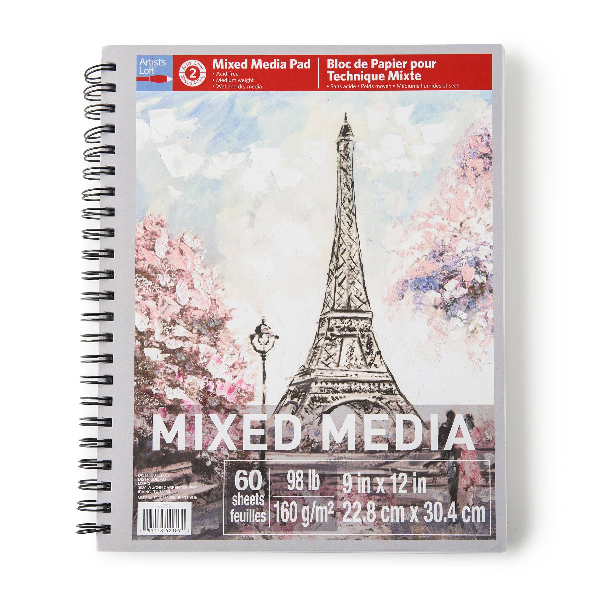 6 Pack: Mixed Media Medium Weight Paper Pad by Artist's Loft™, 9" x 12"